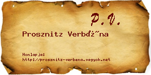 Prosznitz Verbéna névjegykártya